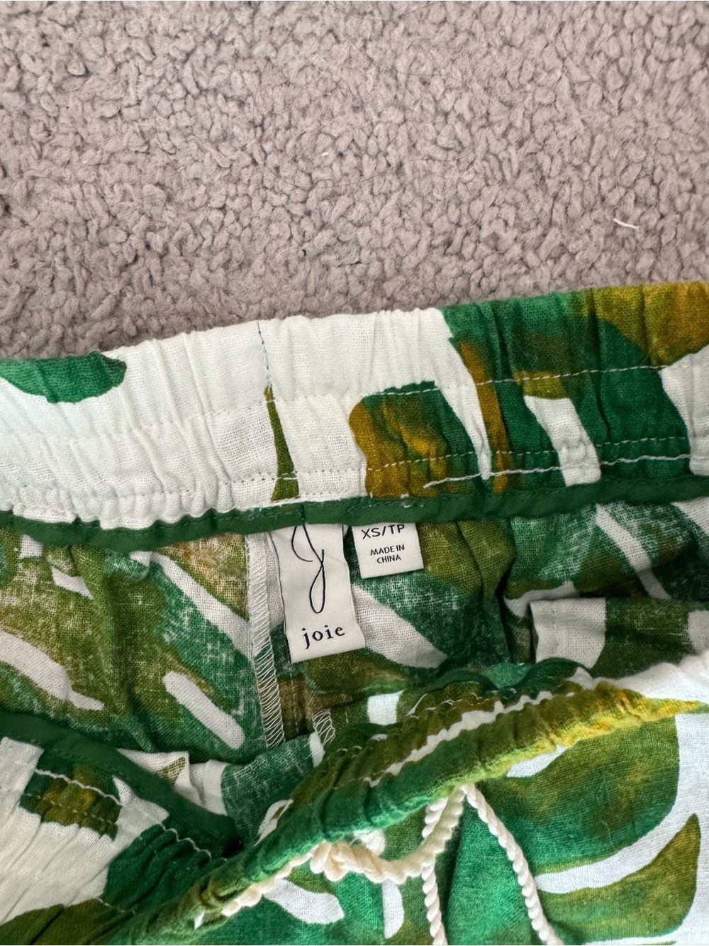 Joie Green & White Tropical Drawstring Pants - Picture 3 of 3